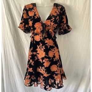 Lulus Floral Dress XS Whimsigoth Witchy Halloween Fall Velvet Fairy Grunge